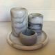 Marble candlestick trio with holder