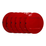 Set de 6 grands sets de table rouges en plastique Robex Italie années 70