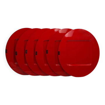 Set de 6 grands sets de table rouges en plastique Robex Italie années 70
