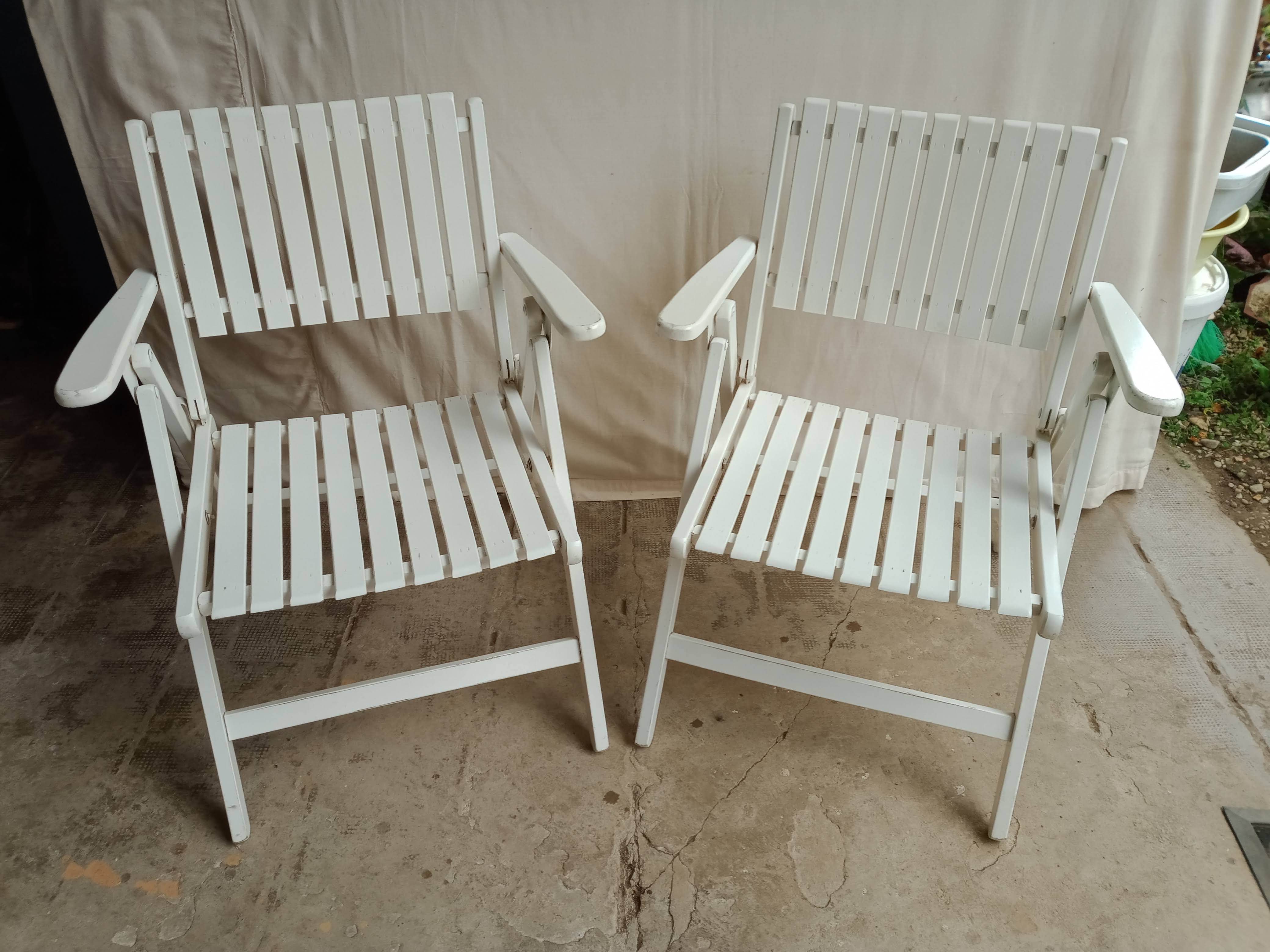 Vintage garden furniture R Gleizes in white painted wood