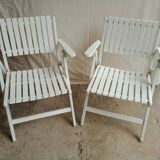 Vintage garden furniture R Gleizes in white painted wood