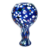 Biot vase in blue bubbled blown glass, design 2000, signed Arnold