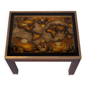 Table basse carte du monde Maison Jansen années 1970 France