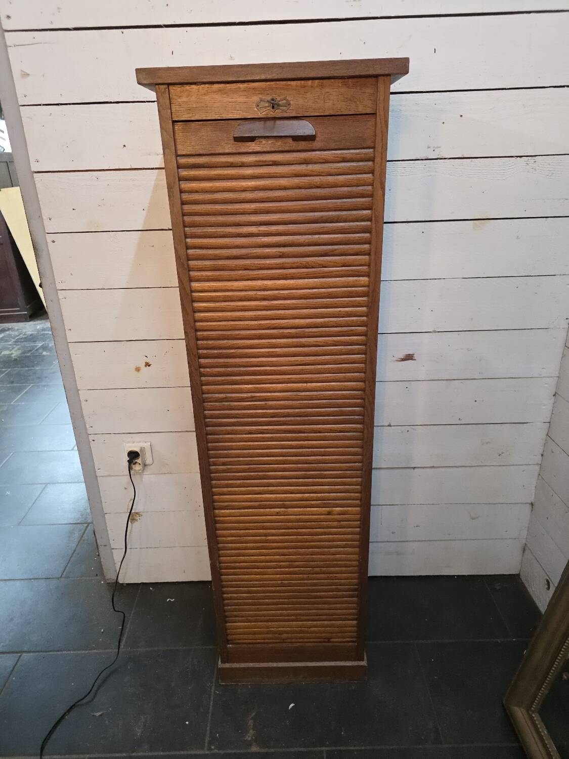 Oak curtain filing cabinet