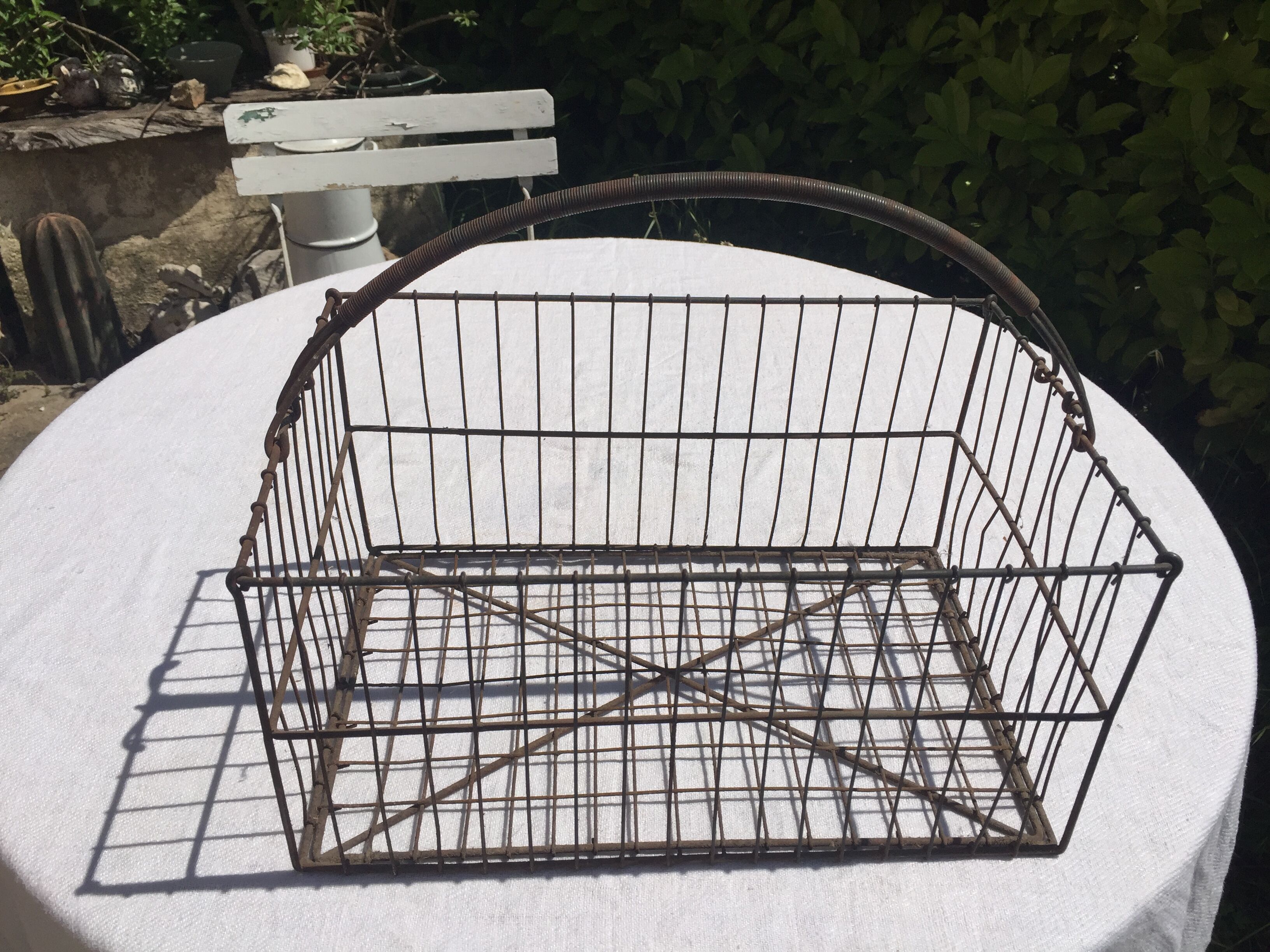 Antique metal basket