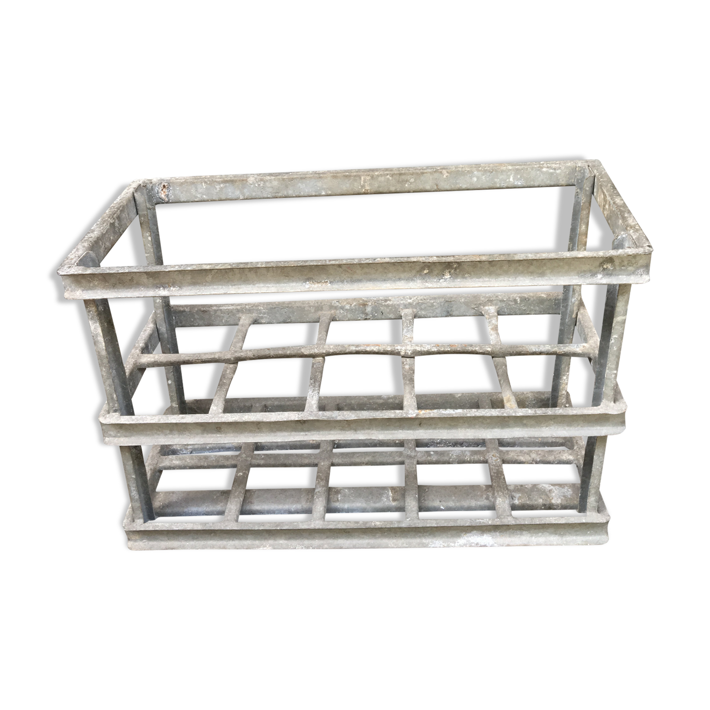 Old bottles in rectangular zinc locker