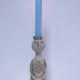ceramic candle holder with crowned head signed P