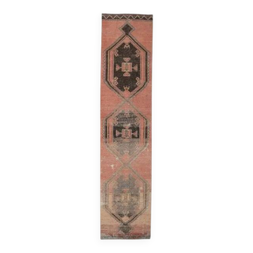 1970s Turkish Hand-Knotted Runner Rug 87x386