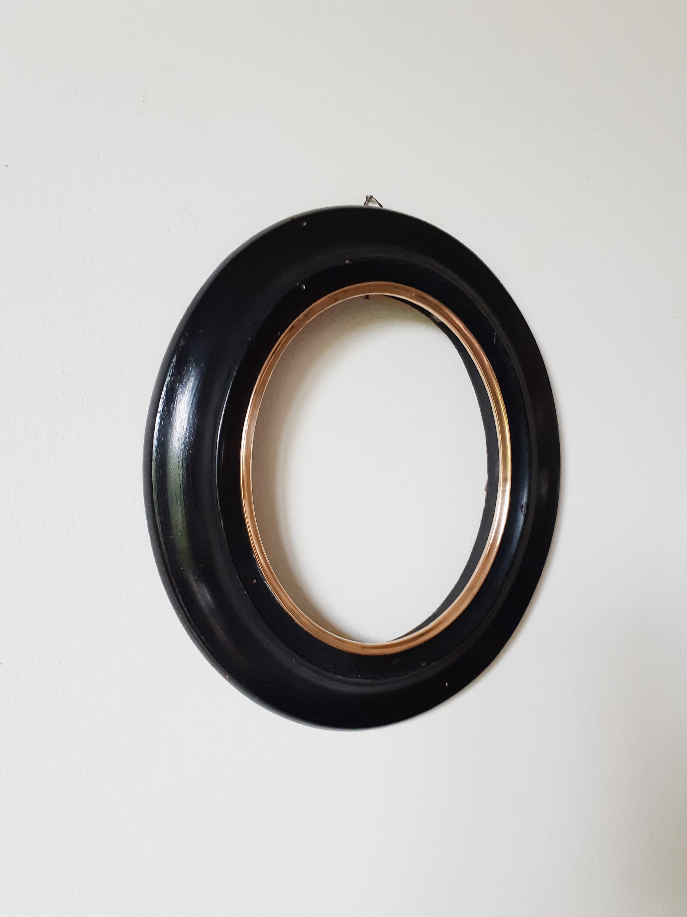 Napoleon III oval frame in blackened wood and brass (without glass) Paray le Monial