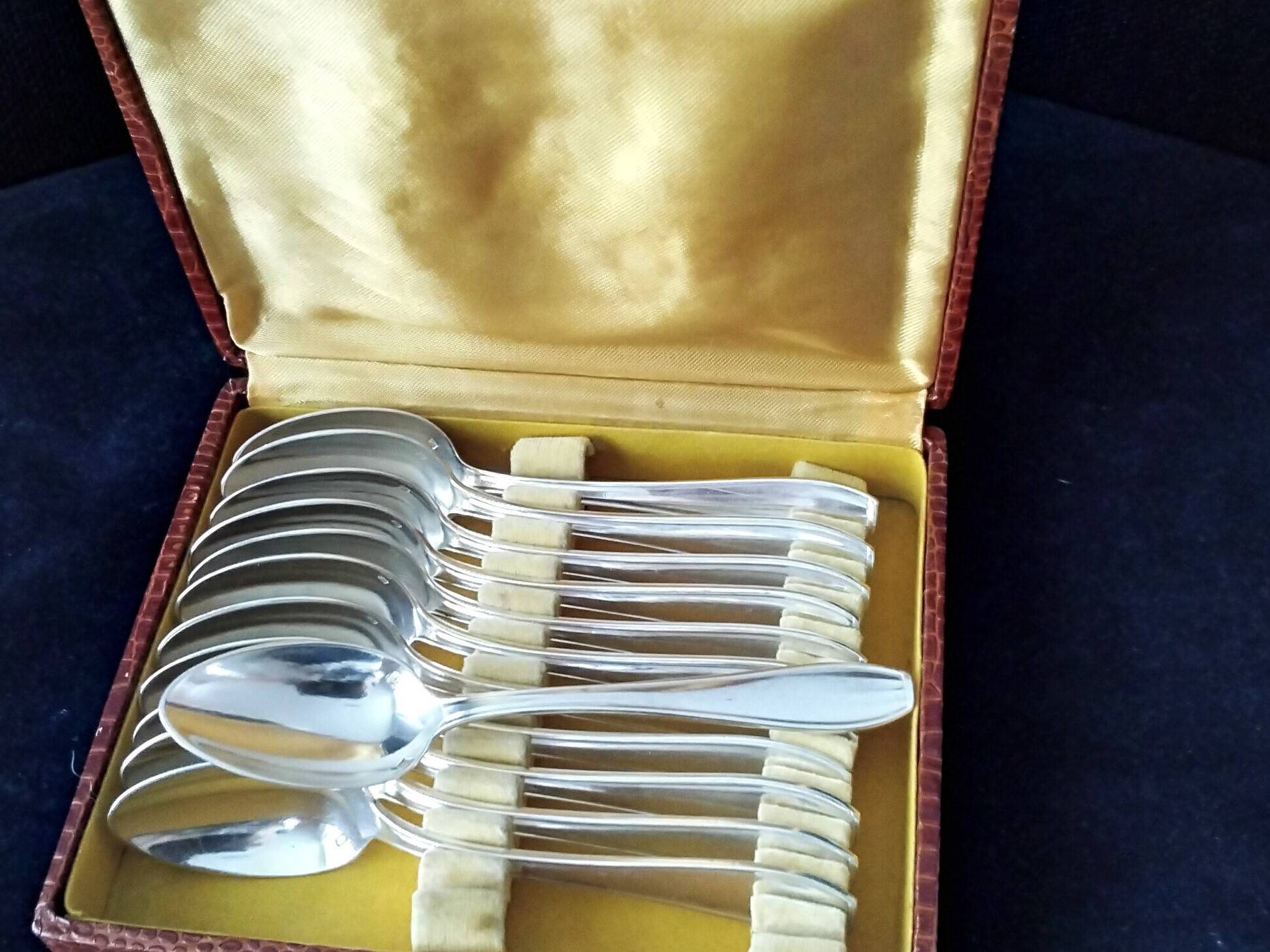 Set of 12 silver-plated coffee spoons SFAM Lancel model