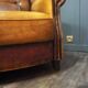 Robust vintage sheepskin armchair