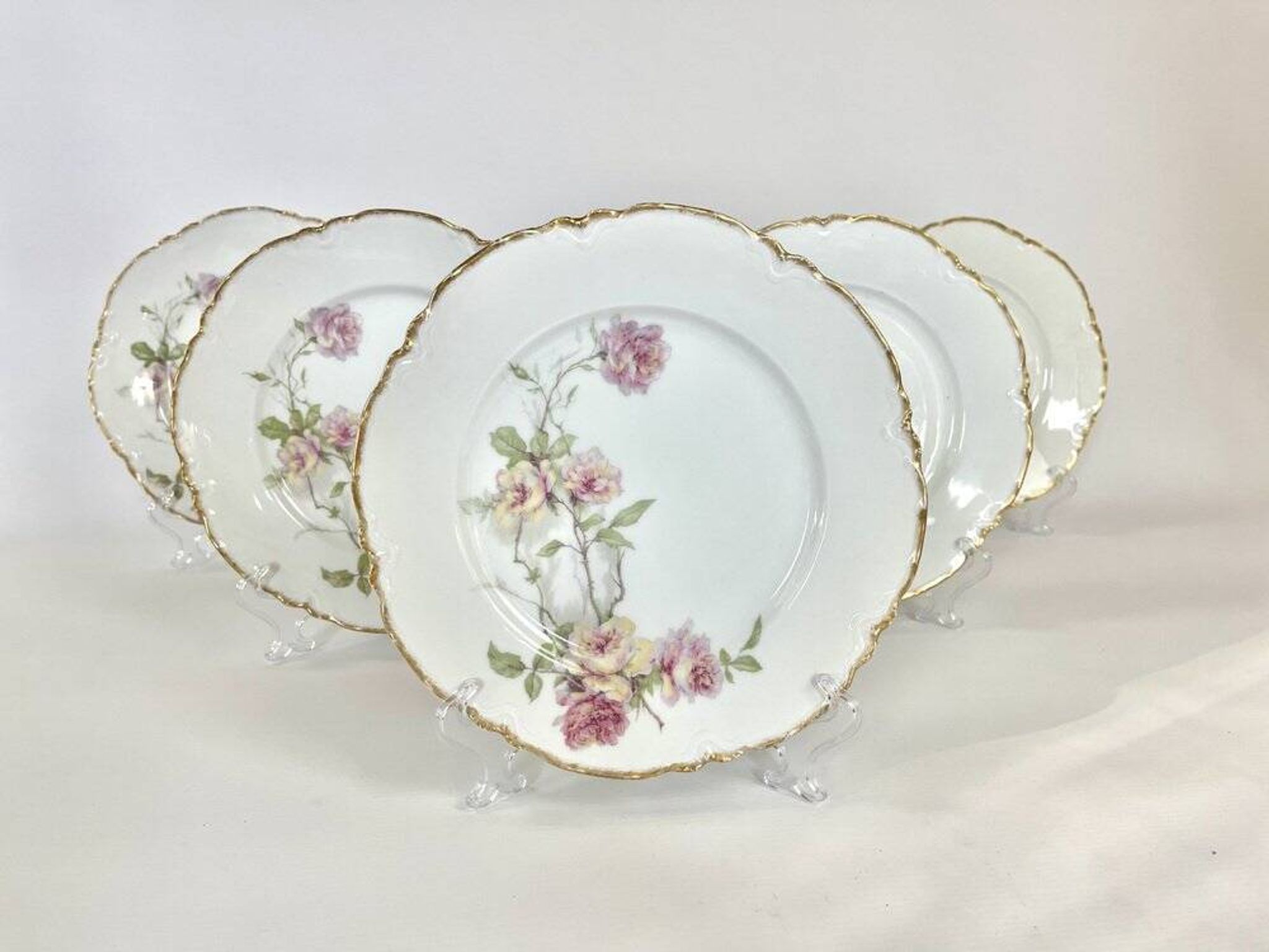 6 Assiettes plates Baltimore Rose de Haviland Limoges