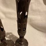 pair of wooden candlesticks