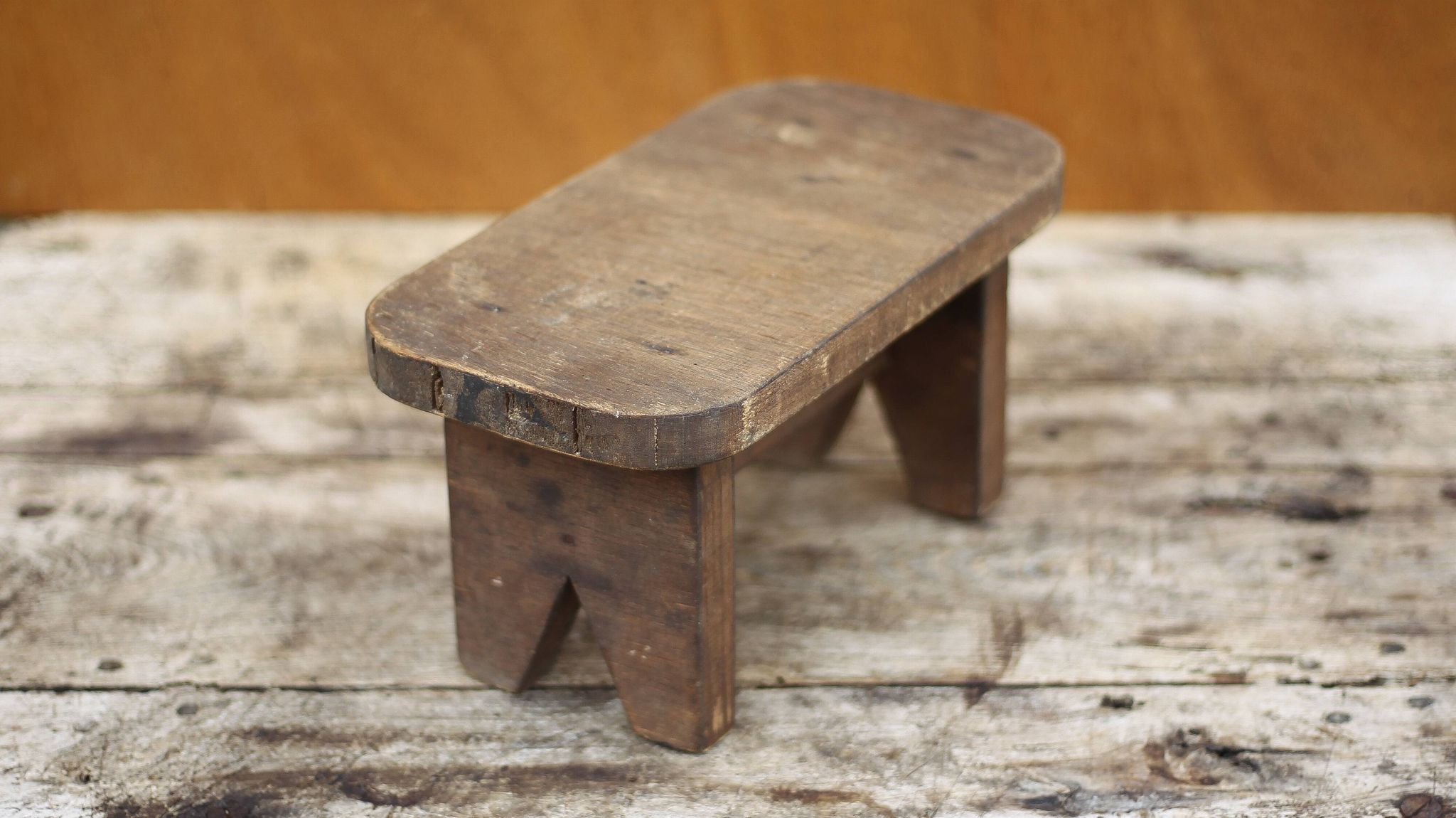 Mini wooden stool, wooden step stool, vintage footrest, plant holder