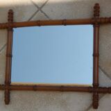 Mirror with turned wooden frame imitation bamboo