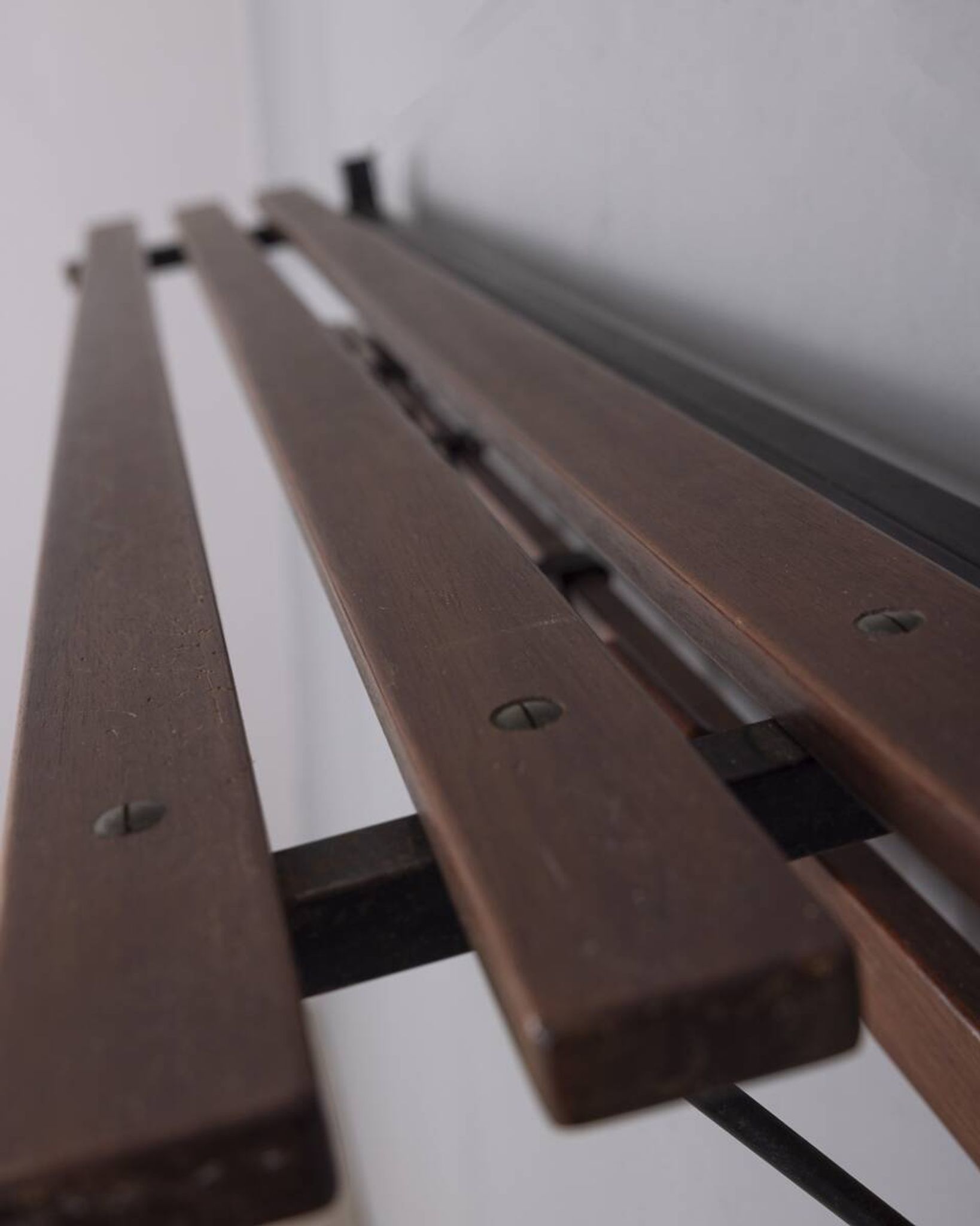 Vintage 1960s wall coat rack in metal and wood, italian design
