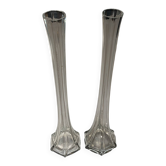Paire de grands vases soliflores "Tour Eiffel" - Verrerie de Vianne (4