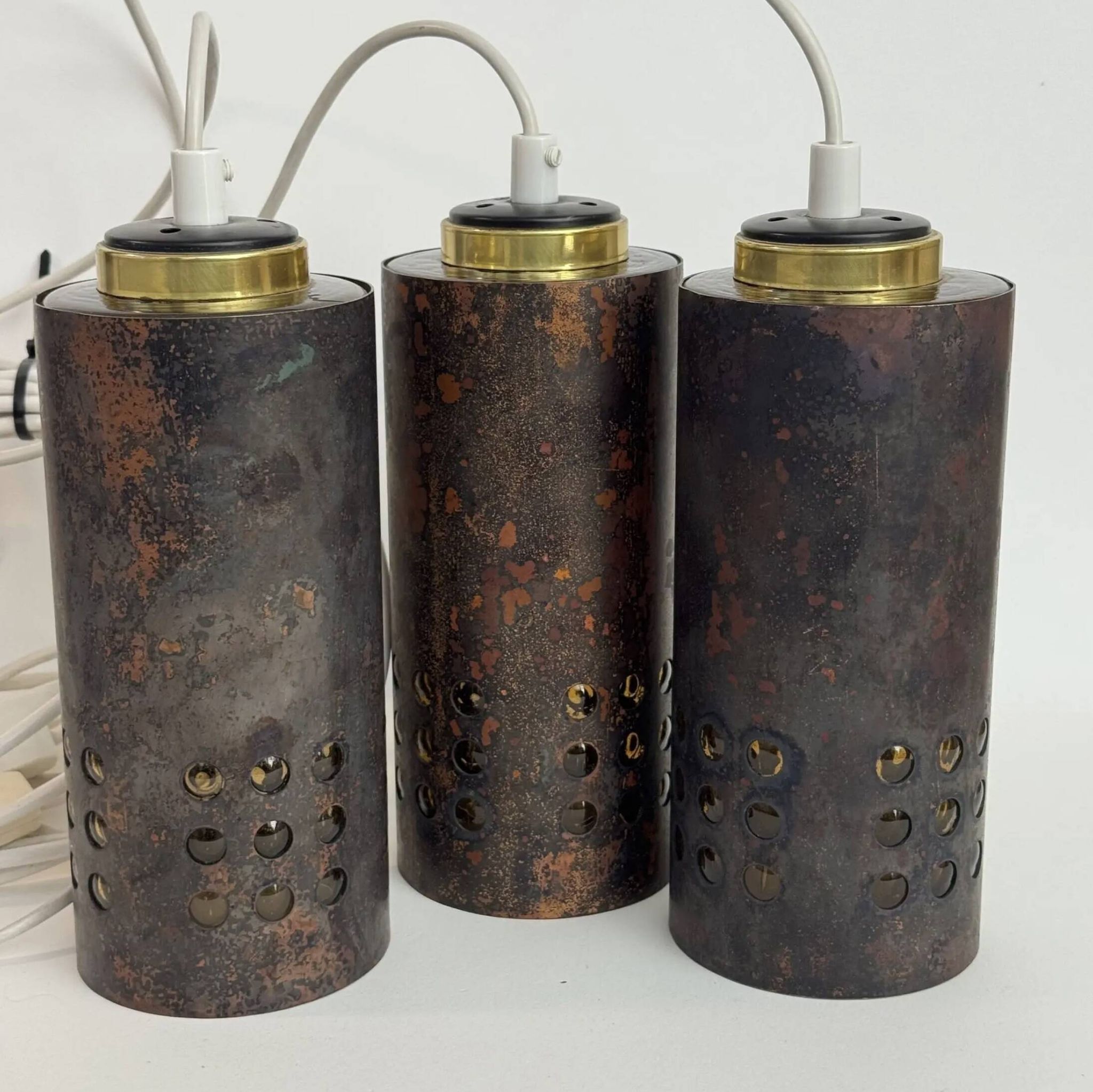 Pendants en cuivre / verre, Nanny Still, Danemark Ensemble de trois, années 70 image