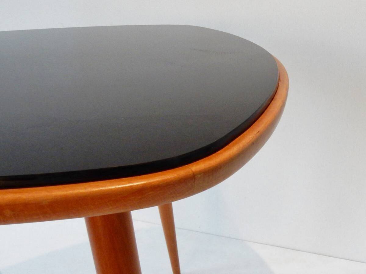 Wood and glass triangle shaped coffee table for Opal Kleinmöbel, Germany 1950's/1960's