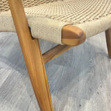 Pair of Scandinavian armchairs in woven solid teak.