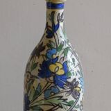 Antique Iznik Style Pottery Bottle with Birds, Ottoman Revival Ceramic Vase