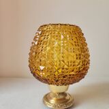 Bedside lamp in amber glass and brass