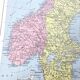 Carte ancienne  Scandinavie Norvège Suède Finlande 43x43cm de 1950