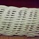 Vintage French White Oval Rattan Mirror Plywood Back Hanging Hook.