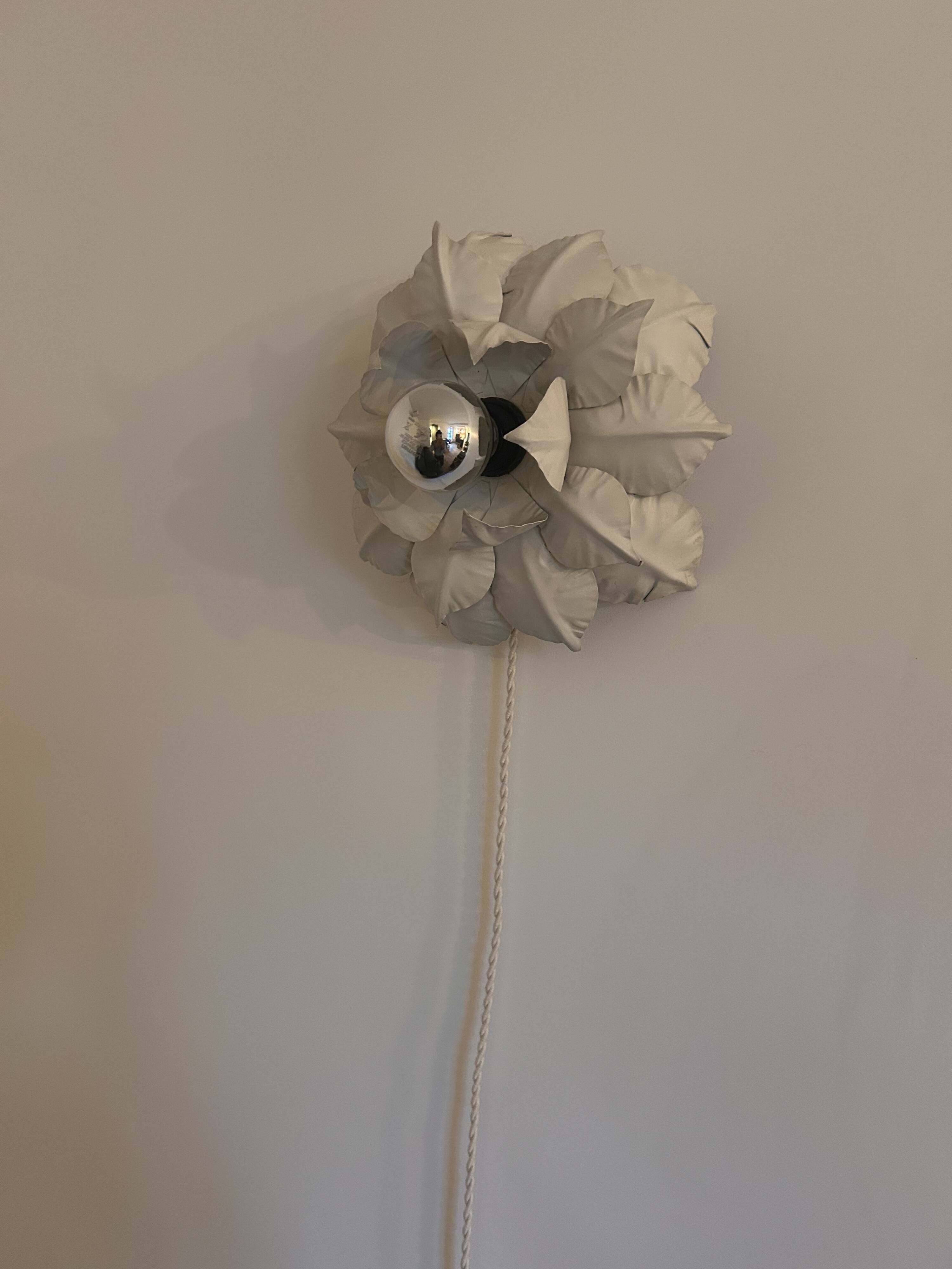 70s metal flower wall light