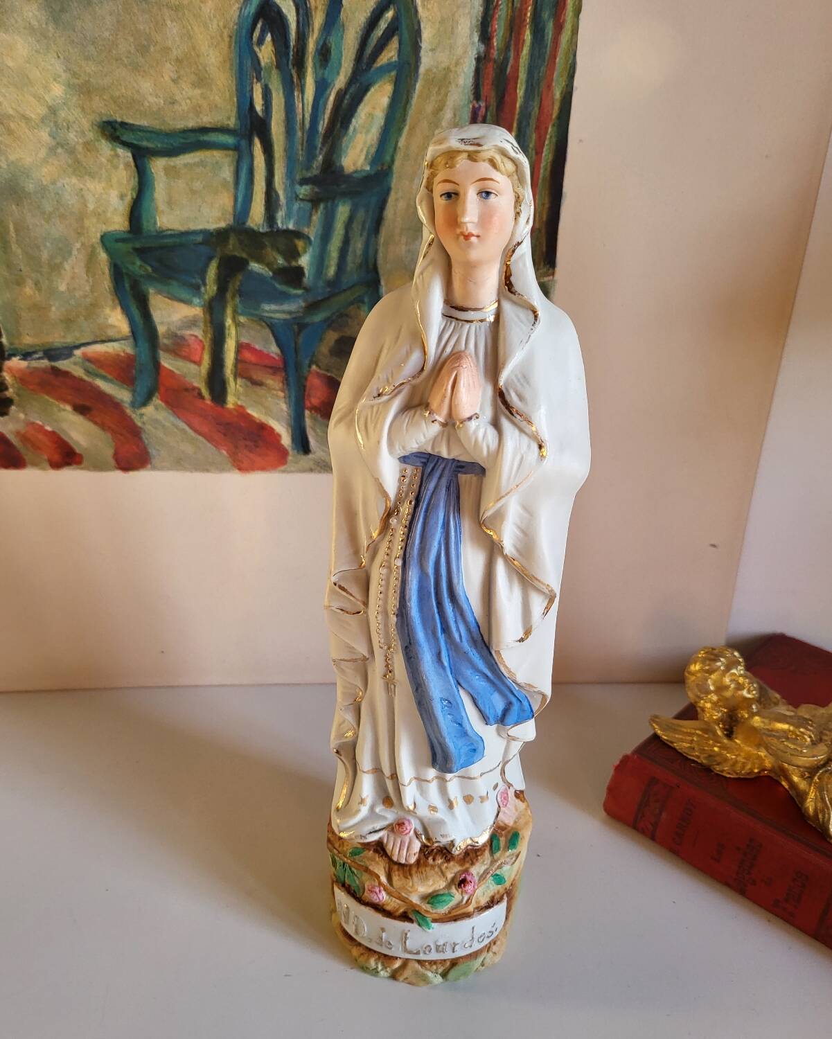 Religious Statuette of Our Lady of Lourdes, Saint Virgin Mary