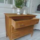 Commode vintage des années 60 à 3 tiroirs avec pieds compas.