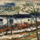 Large Original Swedish Oil on Panel – “Landscape with Houses and Trees” by Stig Hallblom – Signed – Vintage & Framed 90×59.5cm (35.4"×23.4")