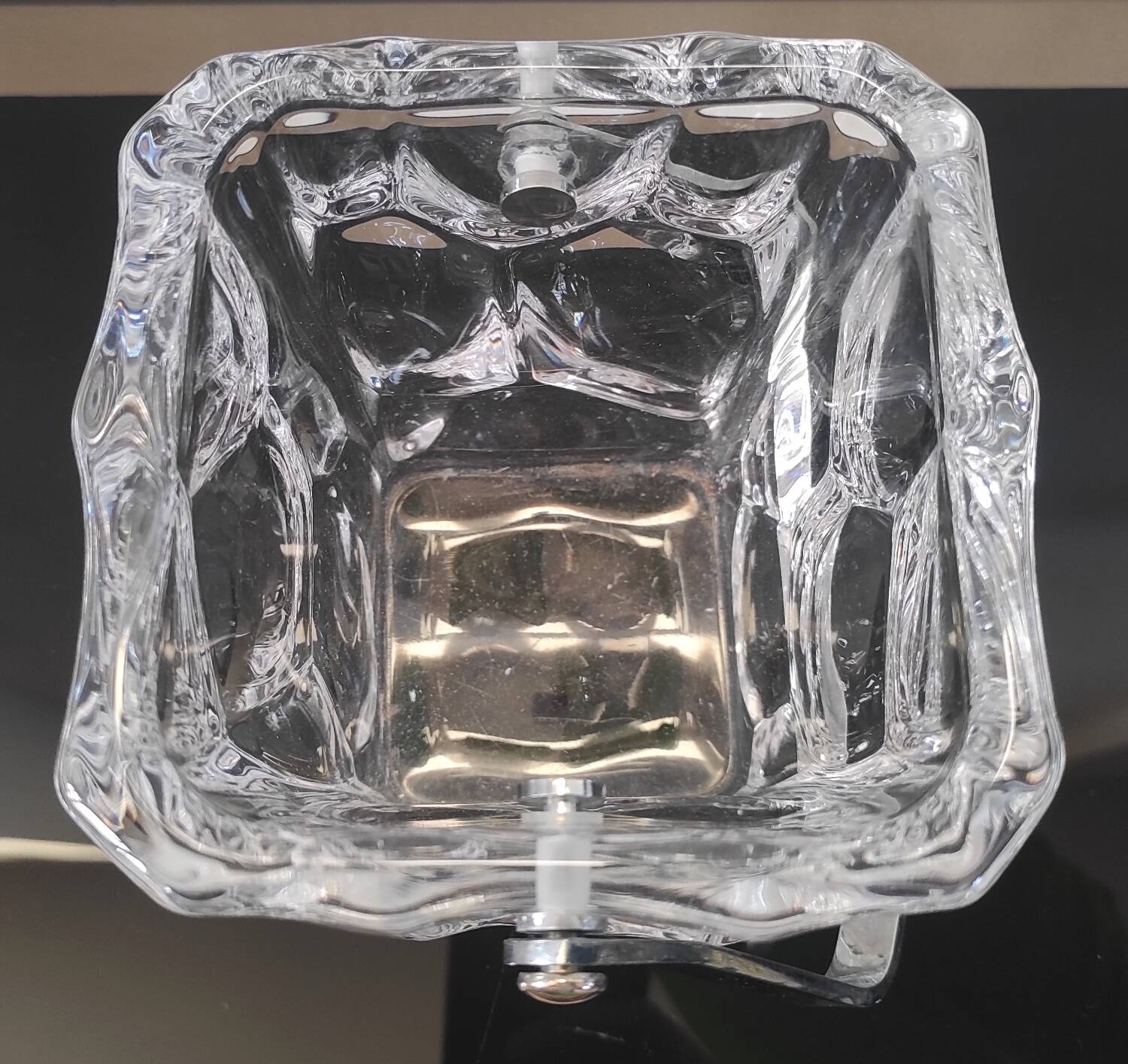 Vintage textured glass ice bucket - Brutalist style