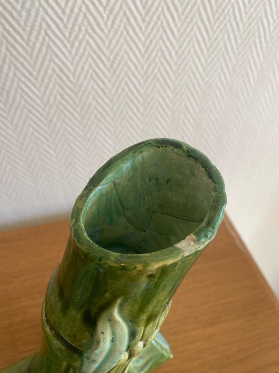 Art Nouveau earthenware vase with bamboo decoration circa 1900