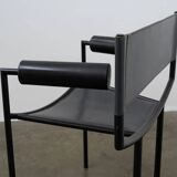 Postmodern leather and steel chair, c.1980