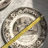 Set of 3 talking plates in Montereau earthenware "Louis Lebeuf Montereau"