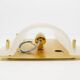 Set (2) of 1970s German brass and glass wall lights by WKR