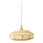 Vintage Art Deco glass pendant light in yellow Clichy.
