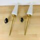 Pair of brass and opaline Lunel sconces, Arlus 50s