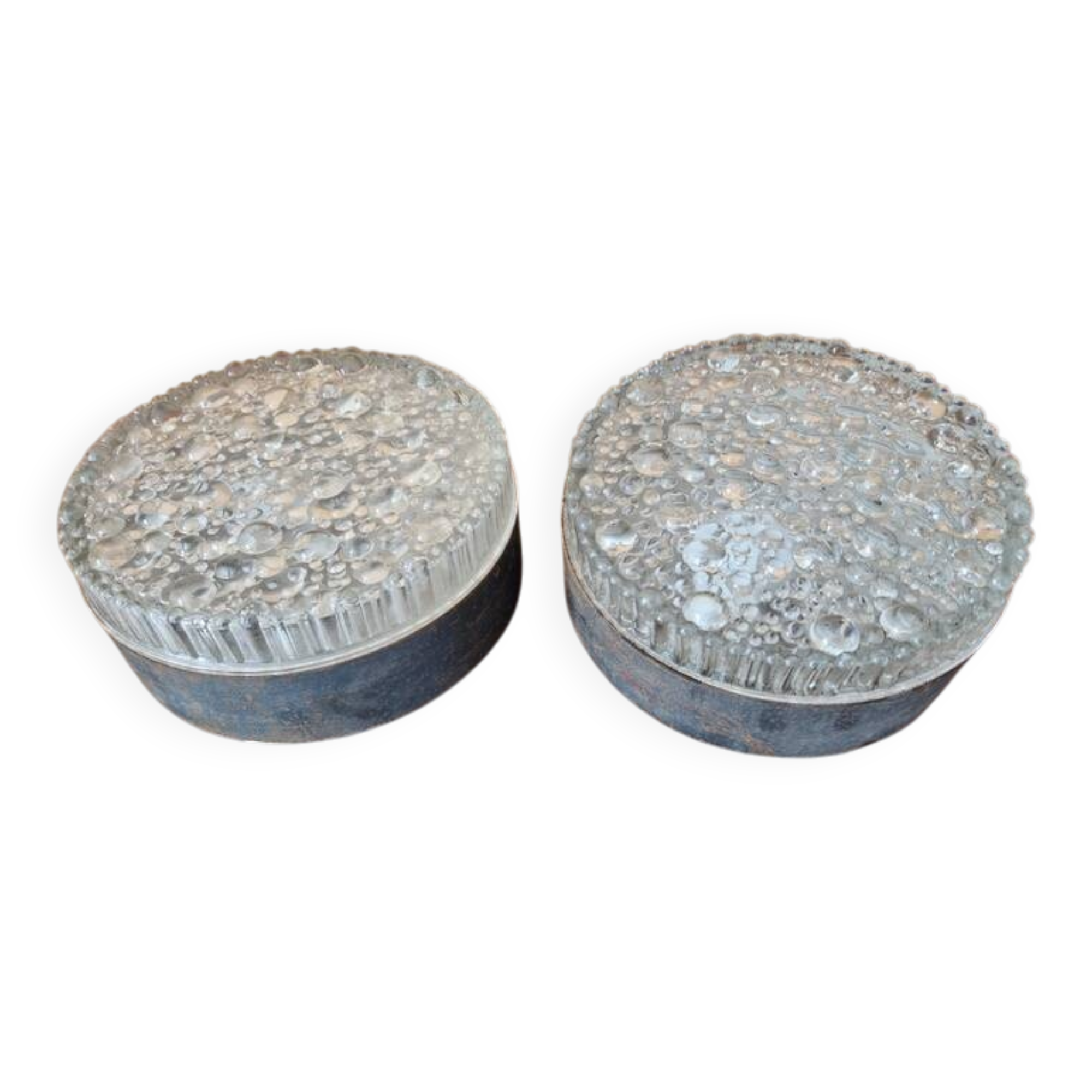 Pair of ceiling lights - staff leuchten - in moulded bubble glass - design 1960