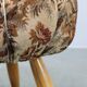 Mid-century Czech upholstered stool, beech wood, 1950s