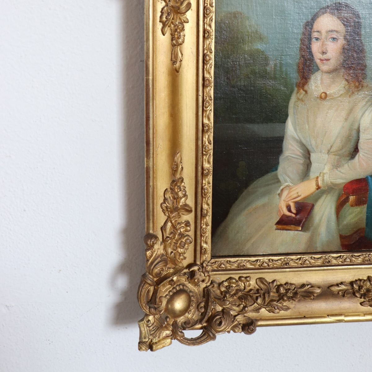 Portrait Of A Young Woman With A Book, Oil On Canvas, Italy, 19th Century