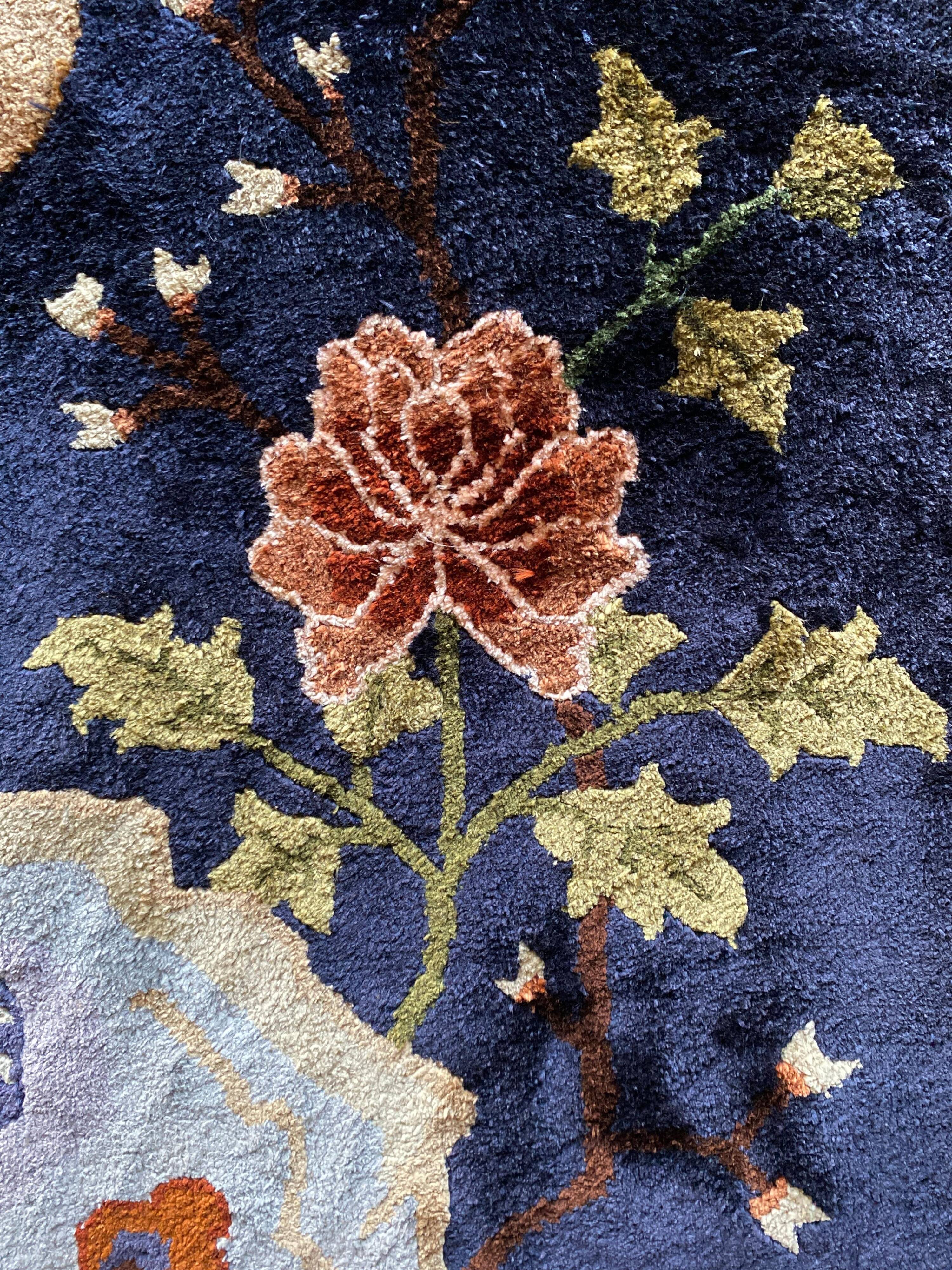 Art Deco Chinese Handmade Silk Bautou Tapestry Rug, Early 20th Century