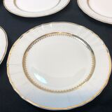 Limoges Bernardaud porcelain dessert plates - vintage co. 60s, white & gold