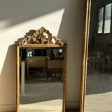 Large gilded mirror 19th century rounded corners mercury glass Louis XVI style