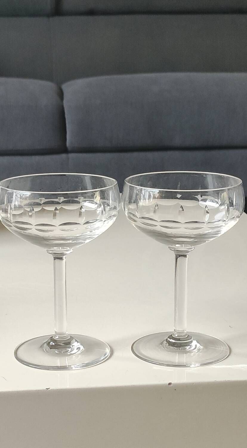 Lot of 4 x Champagne Coupes / Doyen Glassware. Art Deco 1930s.