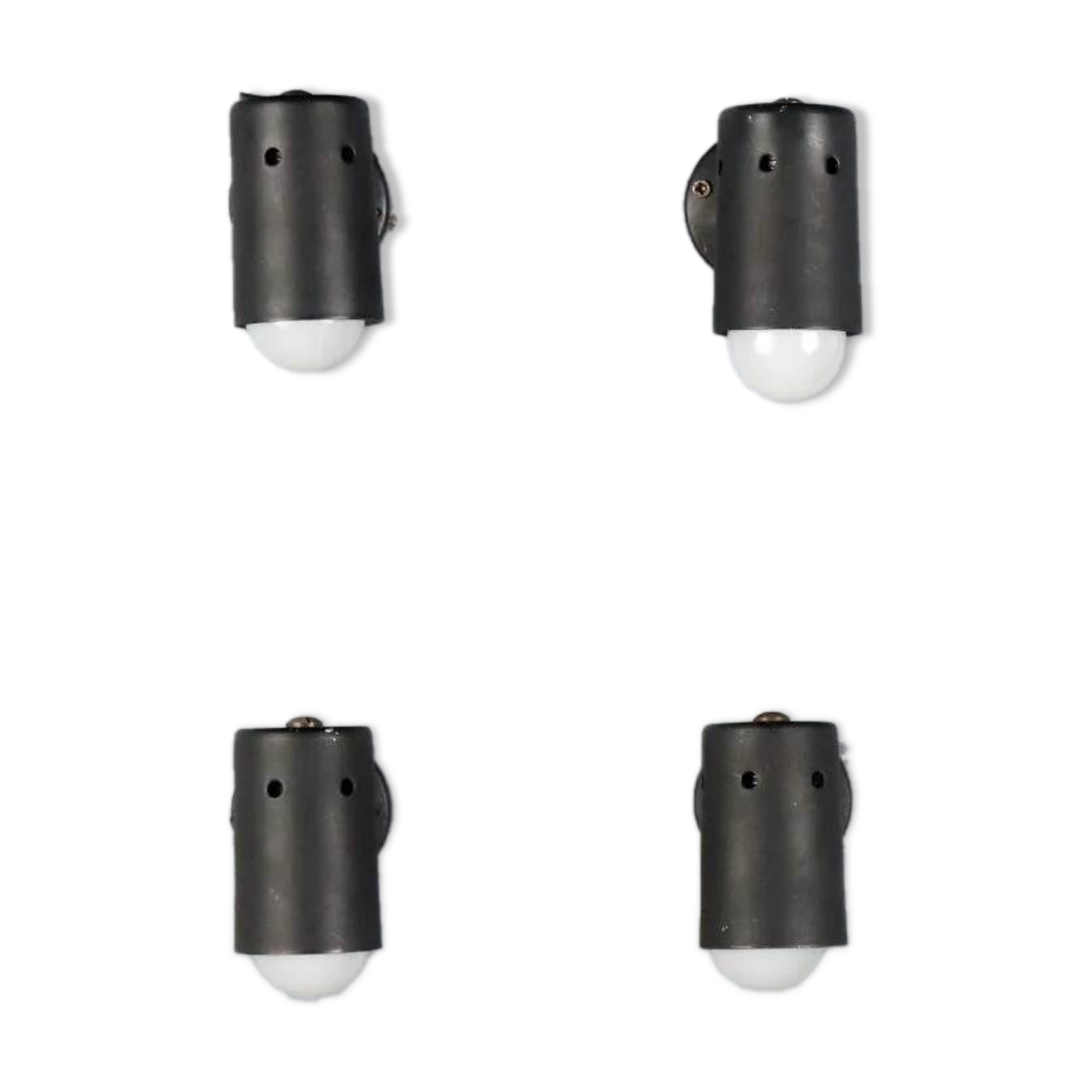Adjustable black metal wall sconces from the 1960s.