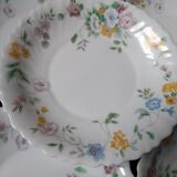 8 hollow plates flower pattern, festoon, model Hortense de Arcopal, vintage 1990