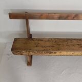 Pine bench with backrest, 2.5 metres long, 1950s.