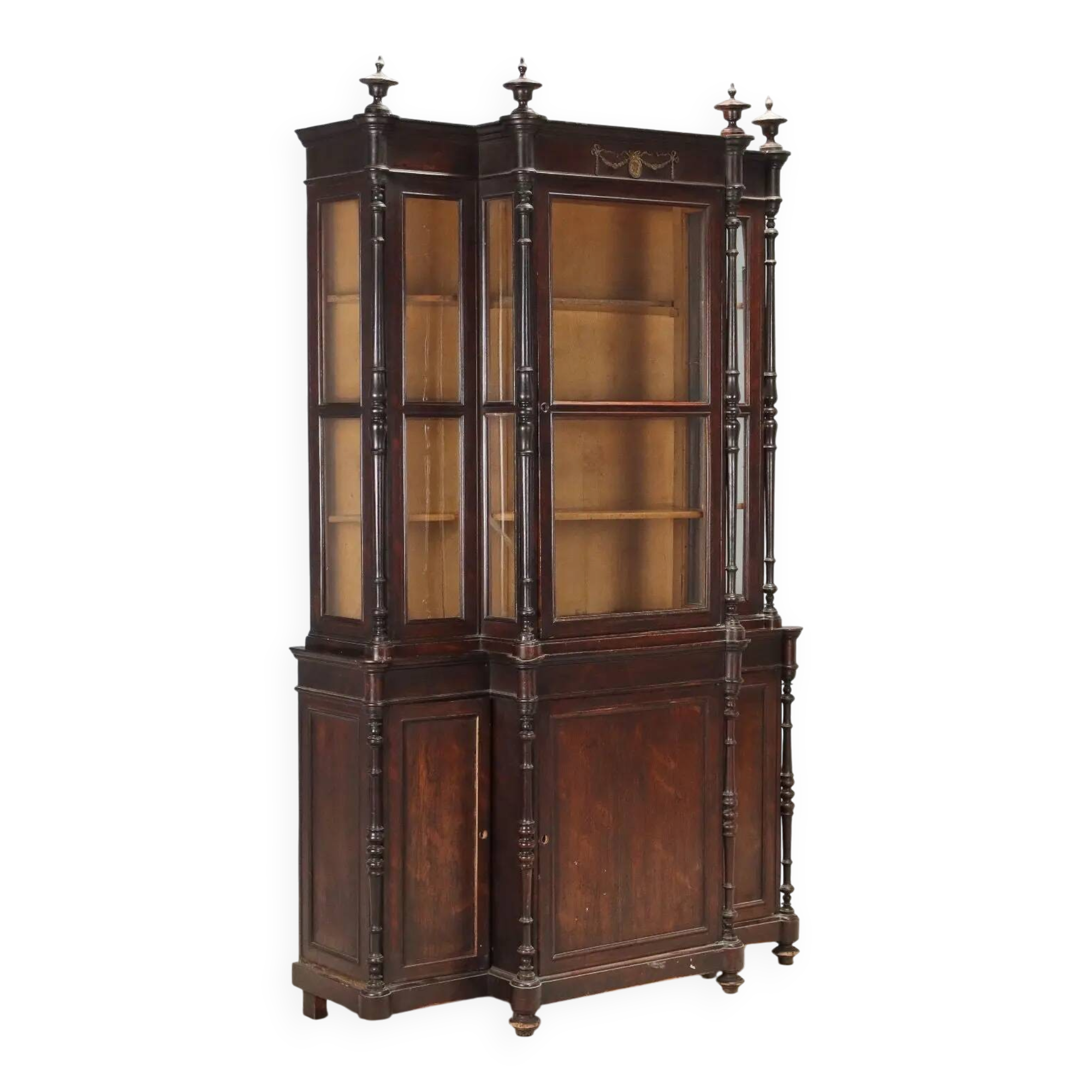 Antique rosewood library, neoclassical decorations, 19th century